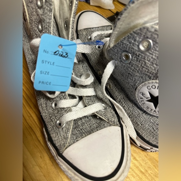 Converse silver sparkle knit high tops. Chuck Taylor All Stars #23 - Picture 3 of 9